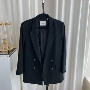 Black Oversized Double-Breasted Blazer